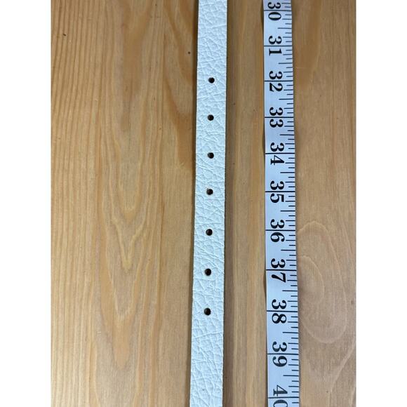 VTG Y2K Ed Hardy Womens Belt White Leather Studded Thin Handmade Grunge Large - Picture 6 of 7